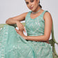 Rajwada Sky Blue Soft Net Embroidered Semi Stitched Lehenga With Unstitched Blouse For Women
