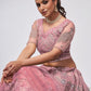 Rajwada Mauve Soft Net Embroidered Semi Stitched Lehenga With Unstitched Blouse For Women