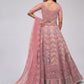 Rajwada Mauve Soft Net Embroidered Semi Stitched Lehenga With Unstitched Blouse For Women