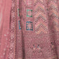 Rajwada Mauve Soft Net Embroidered Semi Stitched Lehenga With Unstitched Blouse For Women