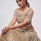 Rajwada Golden Soft Net Embroidered Semi Stitched Lehenga With Unstitched Blouse For Women