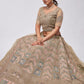 Rajwada Golden Soft Net Embroidered Semi Stitched Lehenga With Unstitched Blouse For Women