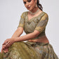 Rajwada Olive Green Soft Net Embroidered Semi Stitched Lehenga With Unstitched Blouse For Women