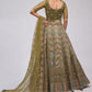 Rajwada Olive Green Soft Net Embroidered Semi Stitched Lehenga With Unstitched Blouse For Women