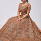 Rajwada Rust Color Soft Net Embroidered Semi Stitched Lehenga With Unstitched Blouse For Women