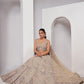 Rajwada Golden Soft Net Embroidered Semi Stitched Lehenga With Unstitched Blouse For Women