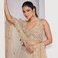 Rajwada Golden Soft Net Embroidered Semi Stitched Lehenga With Unstitched Blouse For Women