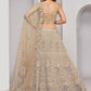 Rajwada Golden Soft Net Embroidered Semi Stitched Lehenga With Unstitched Blouse For Women