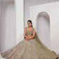 Rajwada Olive Green Soft Net Embroidered Semi Stitched Lehenga With Unstitched Blouse For Women