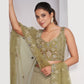 Rajwada Olive Green Soft Net Embroidered Semi Stitched Lehenga With Unstitched Blouse For Women