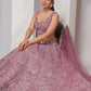 Rajwada Mauve Soft Net Embroidered Semi Stitched Lehenga With Unstitched Blouse For Women