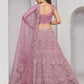 Rajwada Mauve Soft Net Embroidered Semi Stitched Lehenga With Unstitched Blouse For Women