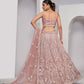 Rajwada Peach Soft Net Embroidered Semi Stitched Lehenga With Unstitched Blouse For Women