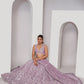 Rajwada Mauve Soft Net Embroidered Semi Stitched Lehenga With Unstitched Blouse For Women