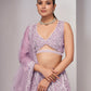 Rajwada Mauve Soft Net Embroidered Semi Stitched Lehenga With Unstitched Blouse For Women