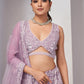 Rajwada Mauve Soft Net Embroidered Semi Stitched Lehenga With Unstitched Blouse For Women