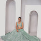 Rajwada Sky Blue Soft Net Embroidered Semi Stitched Lehenga With Unstitched Blouse For Women