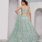 Rajwada Sky Blue Soft Net Embroidered Semi Stitched Lehenga With Unstitched Blouse For Women