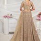 Rajwada Golden Soft Net Embroidered Semi Stitched Lehenga With Unstitched Blouse For Women