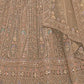 Rajwada Golden Soft Net Embroidered Semi Stitched Lehenga With Unstitched Blouse For Women