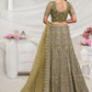 Rajwada Olive Green Soft Net Embroidered Semi Stitched Lehenga With Unstitched Blouse For Women