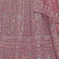 Rajwada Mauve Soft Net Embroidered Semi Stitched Lehenga With Unstitched Blouse For Women