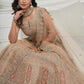 Rajwada Golden Soft Net Embroidered Semi Stitched Lehenga With Unstitched Blouse For Women