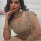 Rajwada Golden Soft Net Embroidered Semi Stitched Lehenga With Unstitched Blouse For Women