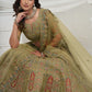 Rajwada Green Soft Net Embroidered Semi Stitched Lehenga With Unstitched Blouse For Women