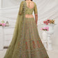 Rajwada Green Soft Net Embroidered Semi Stitched Lehenga With Unstitched Blouse For Women