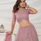 Rajwada Mauve Soft Net Embroidered Semi Stitched Lehenga With Unstitched Blouse For Women