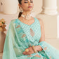 Rajwada Sky Blue Net Embroidered Semi Stitched Lehenga With Unstitched Blouse for Women