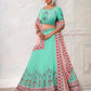 Rajwada Sky Blue Georgette Embroidered Semi Stitched Lehenga With Unstitched Blouse for Women