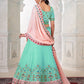 Rajwada Sky Blue Georgette Embroidered Semi Stitched Lehenga With Unstitched Blouse for Women