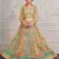 Rajwada Beige Net Embroidered Semi Stitched Lehenga With Unstitched Blouse for Women