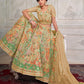 Rajwada Beige Net Embroidered Semi Stitched Lehenga With Unstitched Blouse for Women