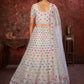 Rajwada Grey Net Embellished Semi Stitched Lehenga With Unstitched Blouse for Women