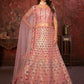 Rajwada Pink Net Embellished Semi Stitched Lehenga With Unstitched Blouse for Women