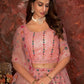 Rajwada Pink Net Embellished Semi Stitched Lehenga With Unstitched Blouse for Women