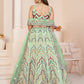 Rajwada Green Net Embroidered Semi Stitched Lehenga With Unstitched Blouse for Women