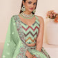 Rajwada Green Net Embroidered Semi Stitched Lehenga With Unstitched Blouse for Women