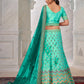 Rajwada Sea Green Shibori Crepe Embroidered Semi Stitched Lehenga With Unstitched Blouse for Women