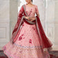 Rajwada Pink Shibori Crepe Embroidered Semi Stitched Lehenga With Unstitched Blouse for Women