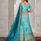 Rajwada Light Blue Shibori Crepe Embroidered Semi Stitched Lehenga With Unstitched Blouse for Women