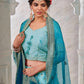 Rajwada Light Blue Shibori Crepe Embroidered Semi Stitched Lehenga With Unstitched Blouse for Women