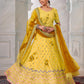 Rajwada Yellow Shibori Crepe Embroidered Semi Stitched Lehenga With Unstitched Blouse for Women