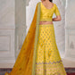 Rajwada Yellow Shibori Crepe Embroidered Semi Stitched Lehenga With Unstitched Blouse for Women