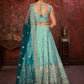 Rajwada Sky Blue Net Embellished Semi Stitched Lehenga With Unstitched Blouse for Women