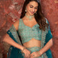 Rajwada Sky Blue Net Embellished Semi Stitched Lehenga With Unstitched Blouse for Women