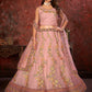 Rajwada Pink Net Embroidered Semi Stitched Lehenga With Unstitched Blouse for Women